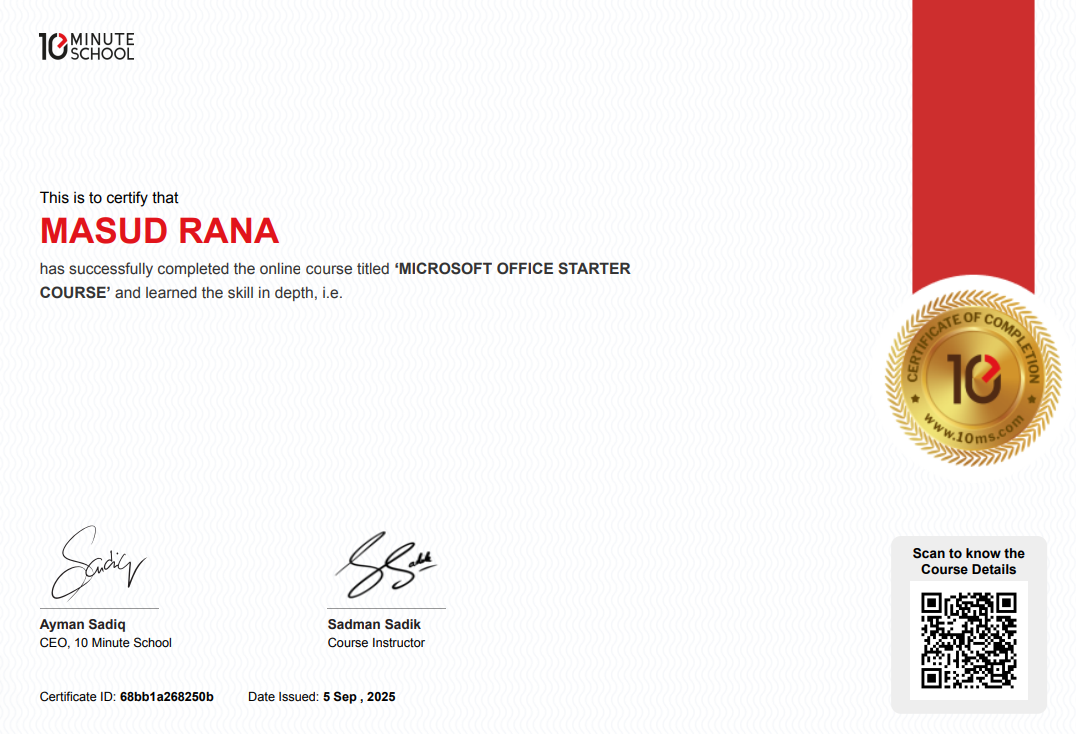 Microsoft Office Starter certificate